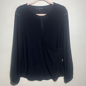 White House Black Market WHBM Keyhole Faux Wrap Cocktail Top | Small